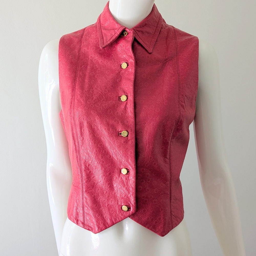 Burberrys Pink Ostrich Leather Vest Vintage 90s Y2K Size 8